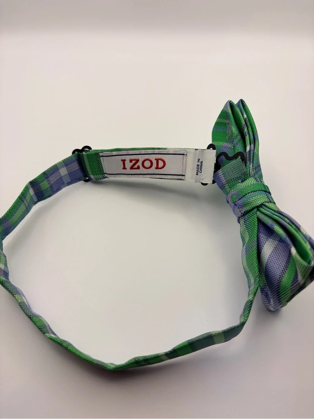 Izod Green and Blue Plaid Kids Bow Tie